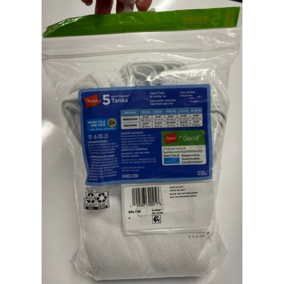 Hanes 5 Boys Tagless Tanks Small 6-8 Breathable Fabric Wicking Cool Comfort Soft - Picture 2 of 5